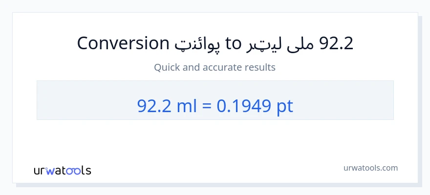 92.2 ملی لیټرونه ته Pints بدلون