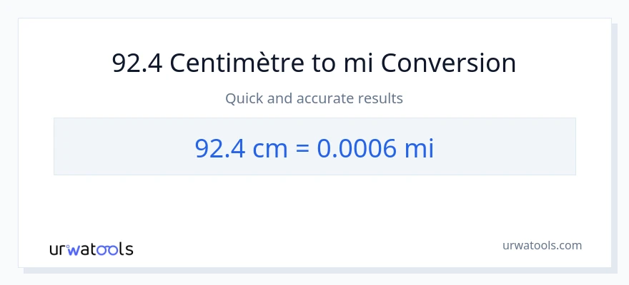Conversion 92.4 Centimètres vers kilomètres