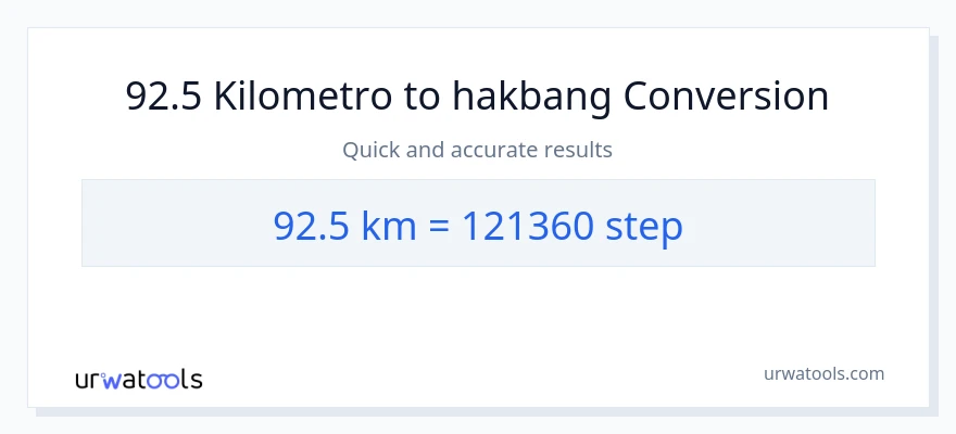 92.5 Kilometro patungong mga hakbang na conversion