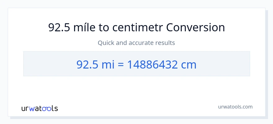 Konverze z míle na Centimetry: 92.5