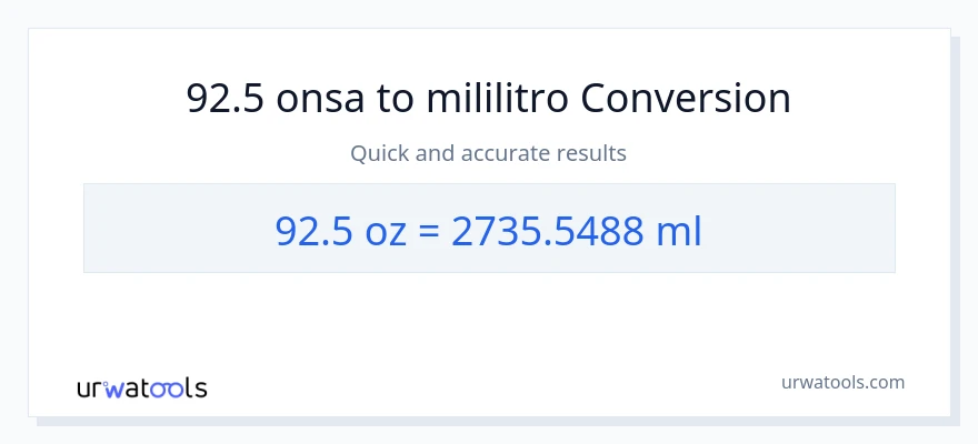 92.5 Mga onsa patungong mga mililitro na conversion