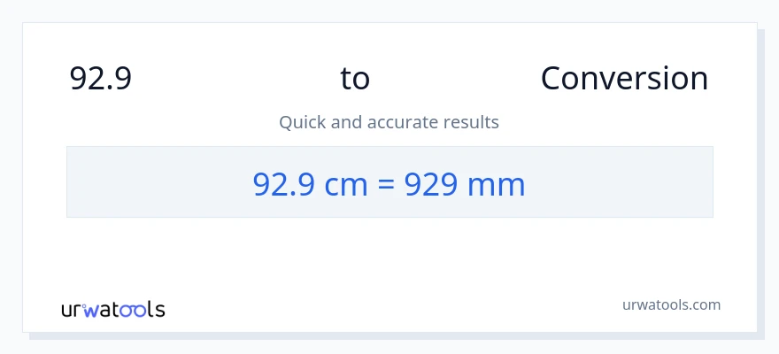 92.9 સેન્ટીમીટર થી મિલીમીટર રૂપાંતર