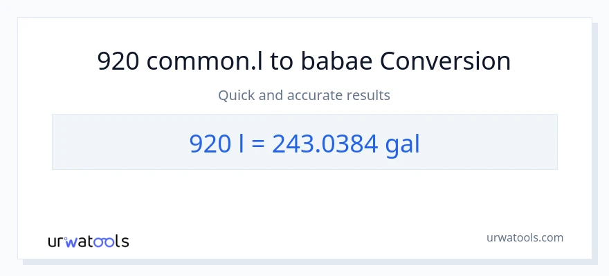 920 Liters patungong Mga galon na conversion