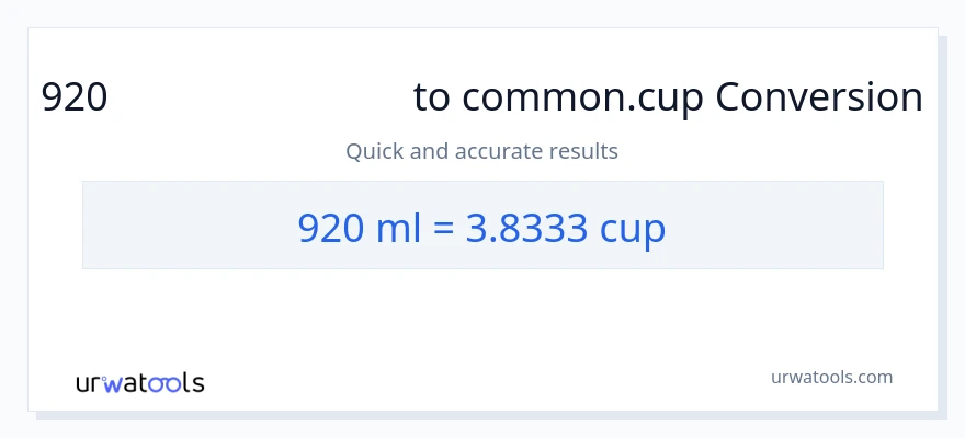 920 മില്ലിലിറ്റർ ൽ നിന്ന് കപ്പുകൾ ലേക്ക് പരിവർത്തനം