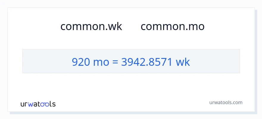 تبدیل 920 ماه‌ها به هفته‌ها