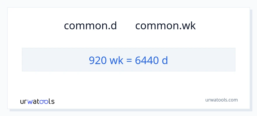 تبدیل 920 هفته‌ها به روزها