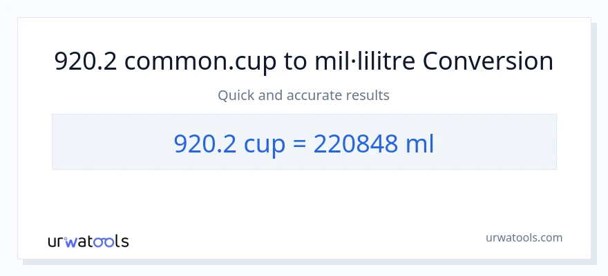 Conversió de 920.2 tasses a mil·lilitres