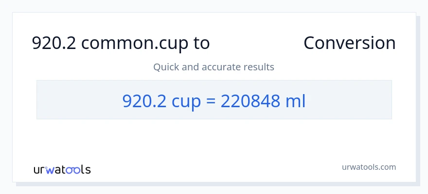 تبدیل 920.2 فنجان‌ها به میلی‌لیتر
