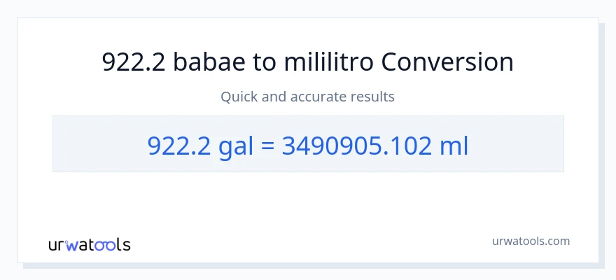922.2 Mga galon patungong mga mililitro na conversion