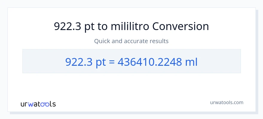 922.3 Pints patungong mga mililitro na conversion