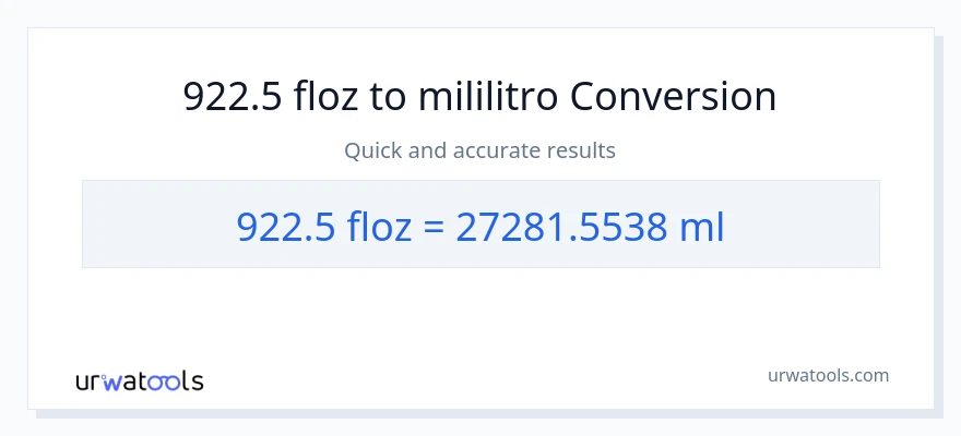 922.5 mga onsa ng likido patungong mga mililitro na conversion
