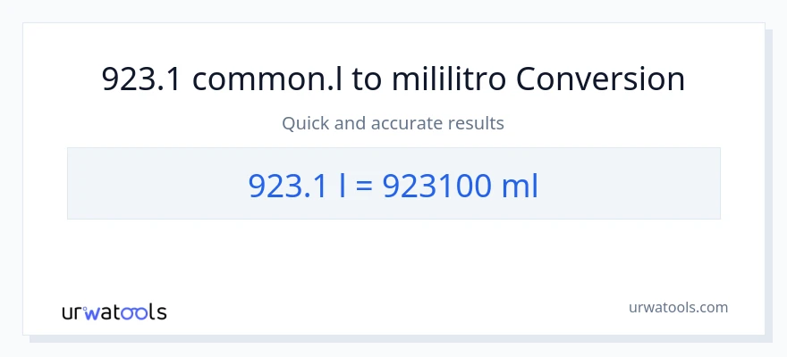 923.1 Liters patungong mga mililitro na conversion