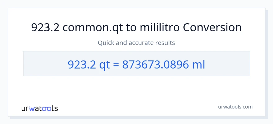 923.2 Quarts patungong mga mililitro na conversion