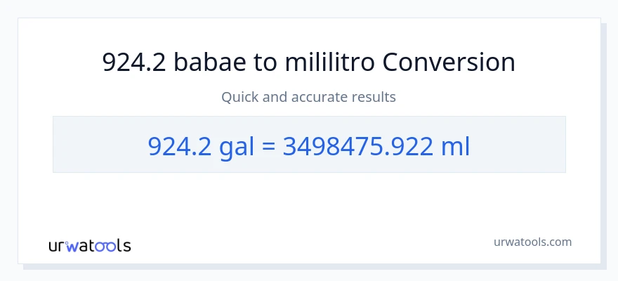 924.2 Mga galon patungong mga mililitro na conversion