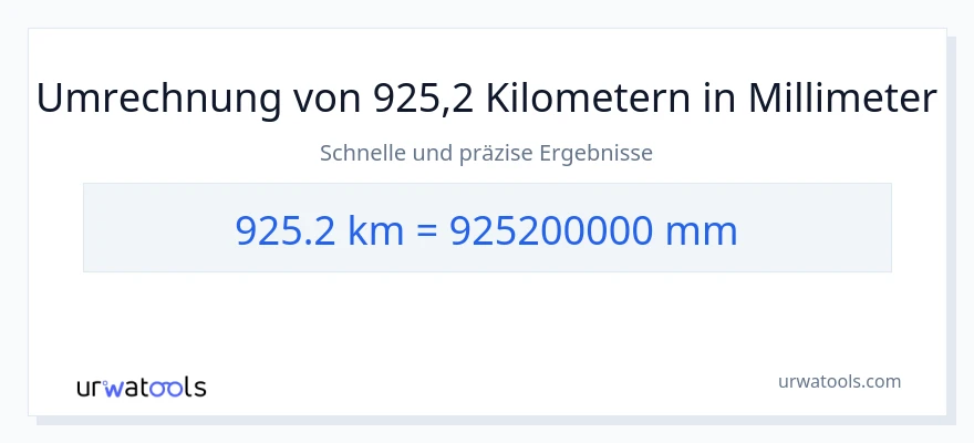 925.2 Kilometer zu Millimeter Umwandlung