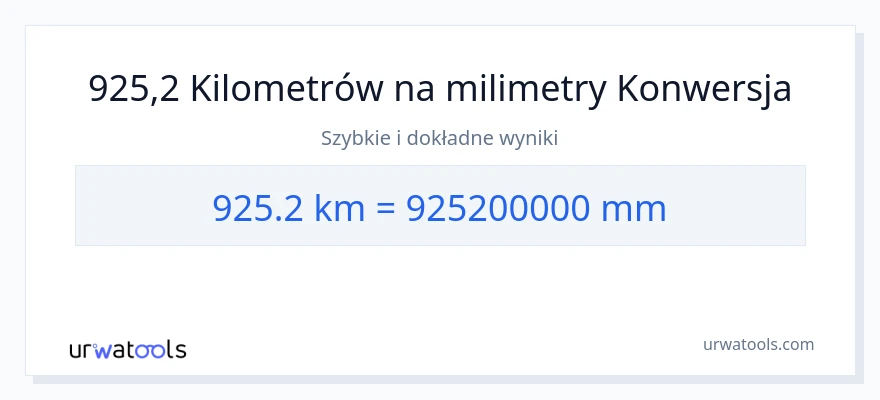 Konwersja 925.2 kilometrów do milimetry