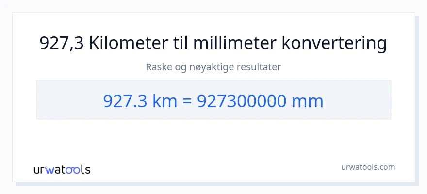 927.3 kilometer til millimeter konvertering