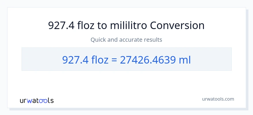 927.4 mga onsa ng likido patungong mga mililitro na conversion