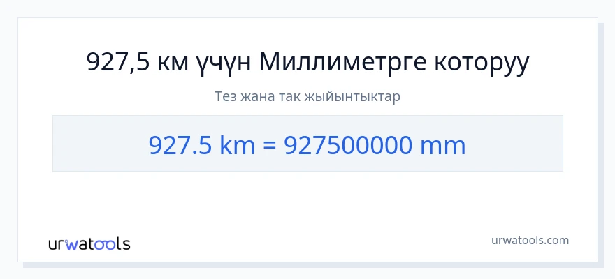 927.5 километр дан миллиметр га конверсия