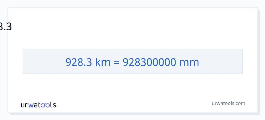 928.3 கிலோமீட்டர்கள் இலிருந்து மில்லிமீட்டர்கள் வரை மாற்றம்