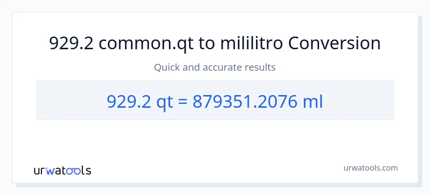 929.2 Quarts patungong mga mililitro na conversion