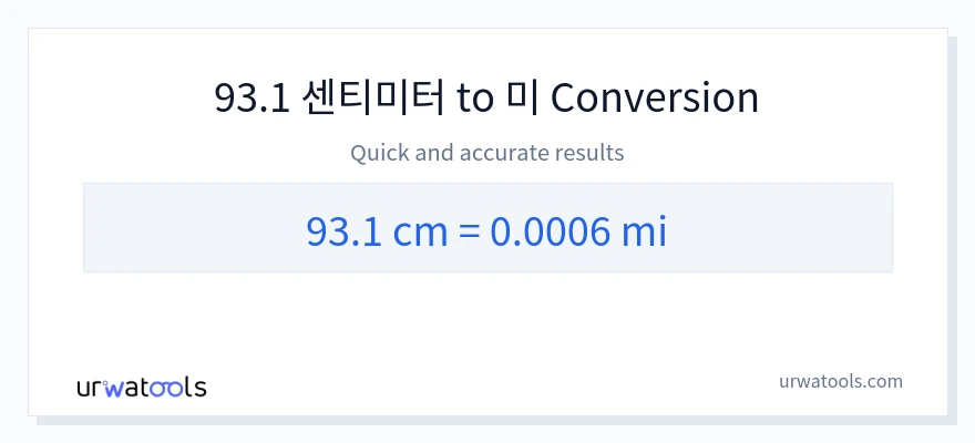 93.1 센티미터에서 마일으로의 변환