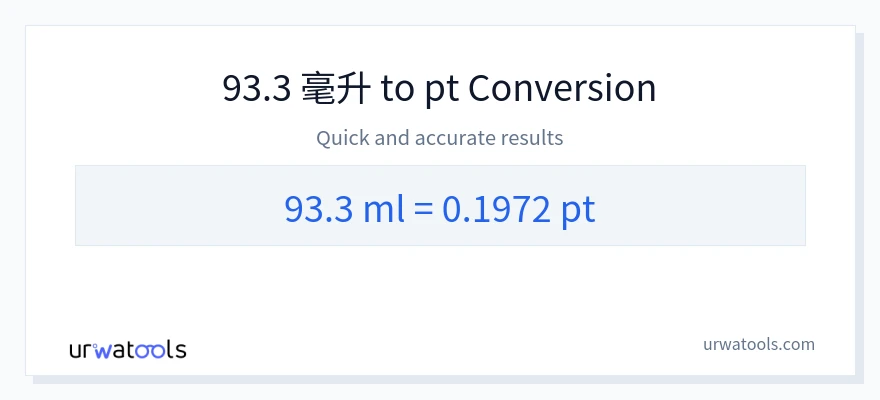 93.3 毫升 到 Pints 轉換