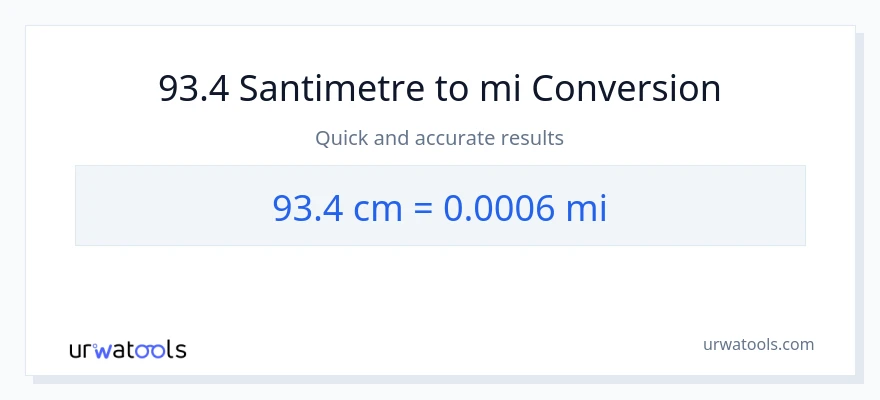 93.4 Santimetre'den mil'e dönüşüm