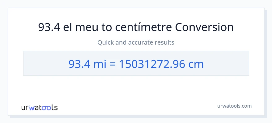 Conversió de 93.4 milles a Centímetres
