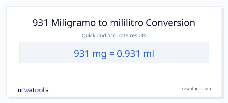 931 miligramo patungong mga mililitro na conversion