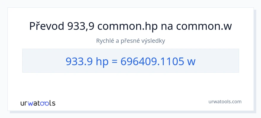 Konverze z koňská síla na watty: 933.9
