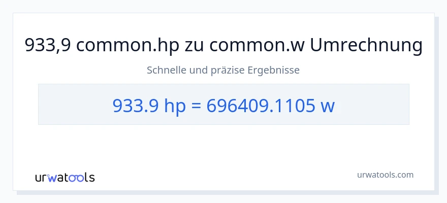 933.9 PS zu Watt Umwandlung