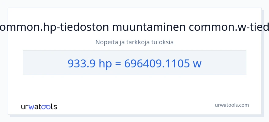 933.9 hevosvoimaa - wattia muunnos