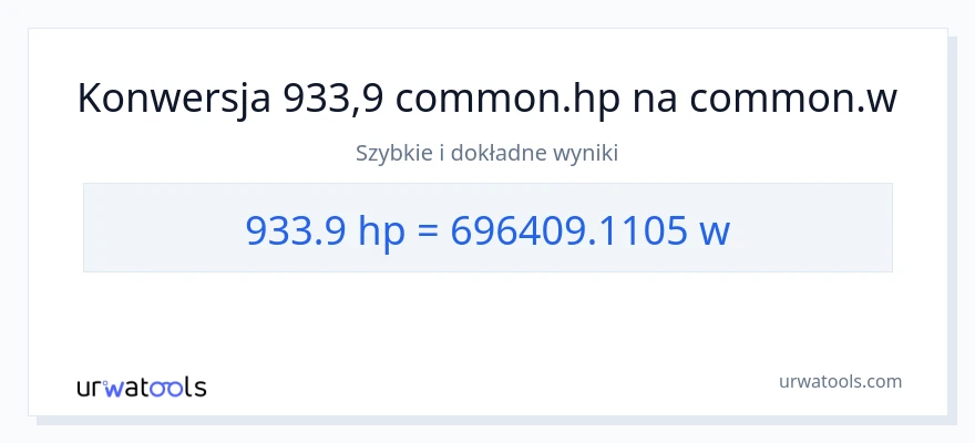 Konwersja 933.9 moc w koniach mechanicznych do watów