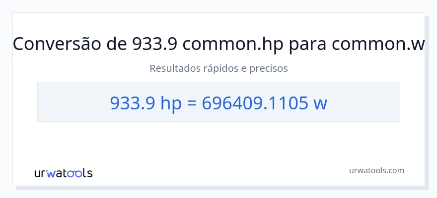 Conversão de 933.9 cavalos de potência para watts