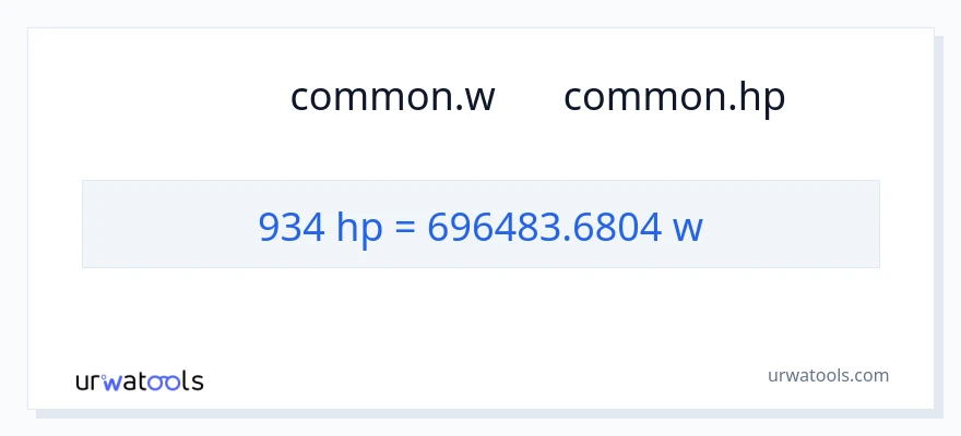 تبدیل 934 اسب بخار به وات