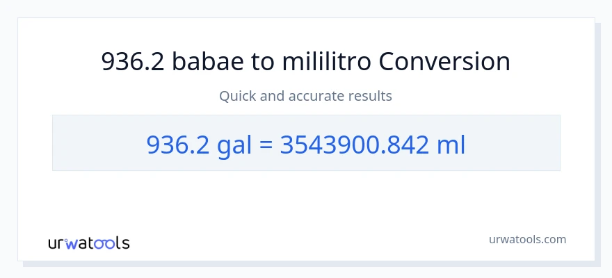 936.2 Mga galon patungong mga mililitro na conversion