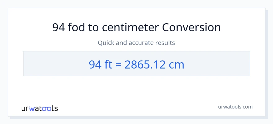 94 Fødder til Centimeter konvertering