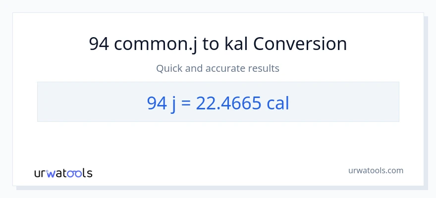 94 mga joule patungong mga kaloriya na conversion