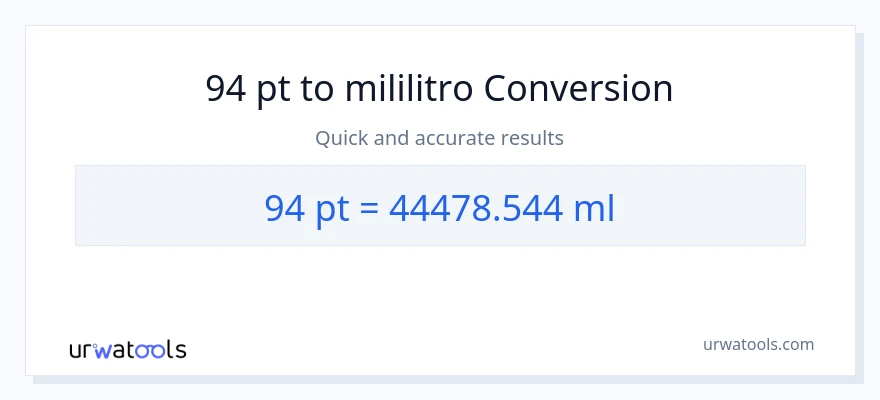 94 Pints patungong mga mililitro na conversion