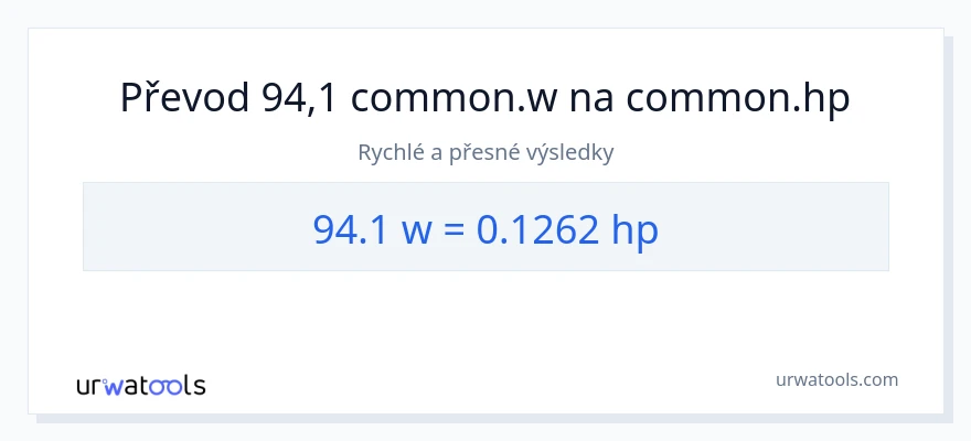 Konverze z watty na koňská síla: 94.1
