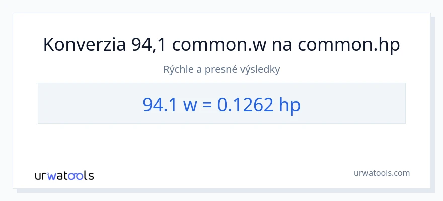 Konverzia z watty na konská sila: 94.1