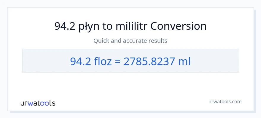 Konwersja 94.2 uncje płynu do mililitry