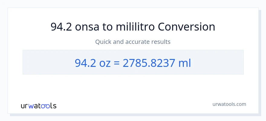 94.2 Mga onsa patungong mga mililitro na conversion
