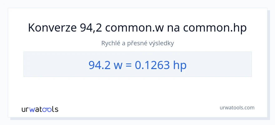 Konverze z watty na koňská síla: 94.2