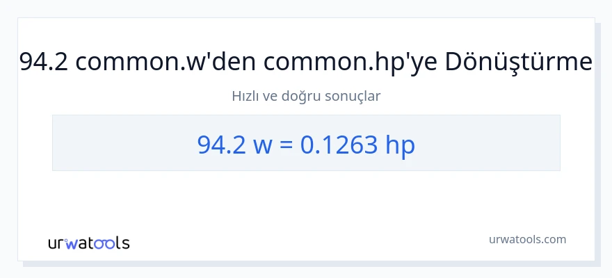 94.2 watt'den beygir gücü'e dönüşüm