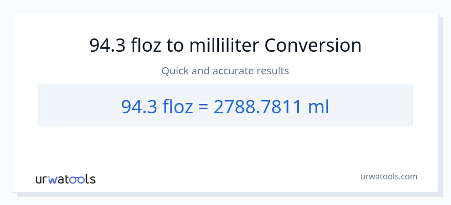94.3 flydende ounces til milliliter konvertering