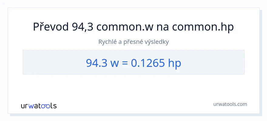 Konverze z watty na koňská síla: 94.3
