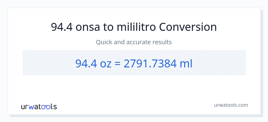 94.4 Mga onsa patungong mga mililitro na conversion