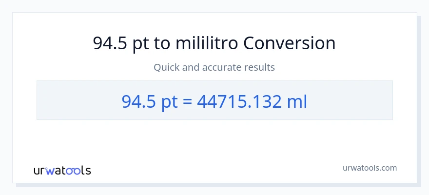 94.5 Pints patungong mga mililitro na conversion